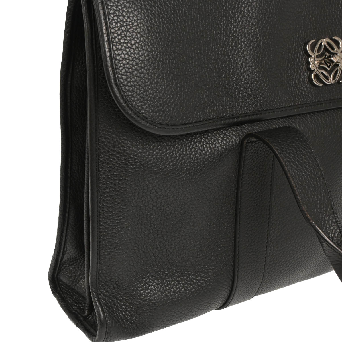 Loewe Black Leather Turnlock Business Handbag
