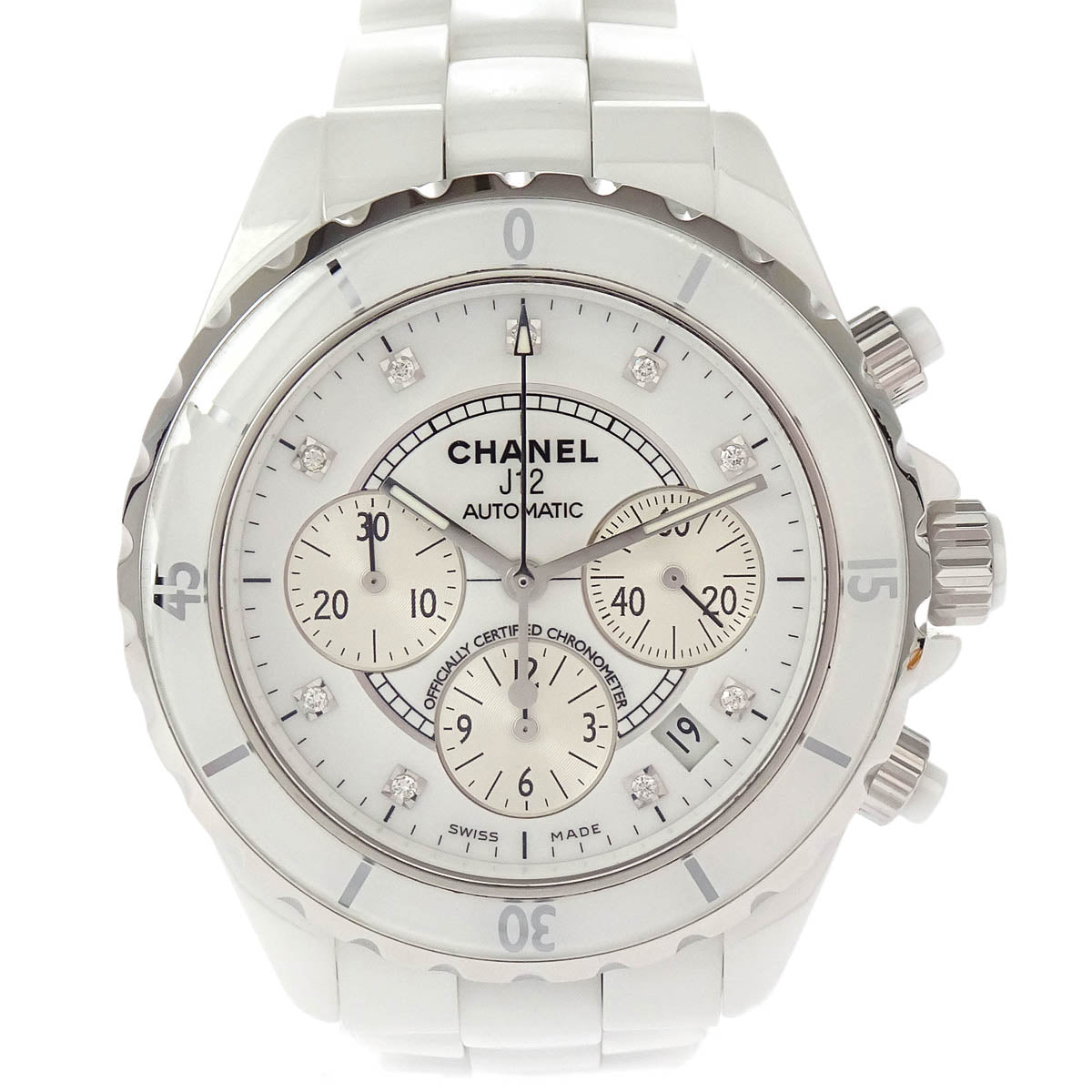 Chanel Ref.H2009 J12 Chronograph 41mm Watch Ceramic SS Diamond