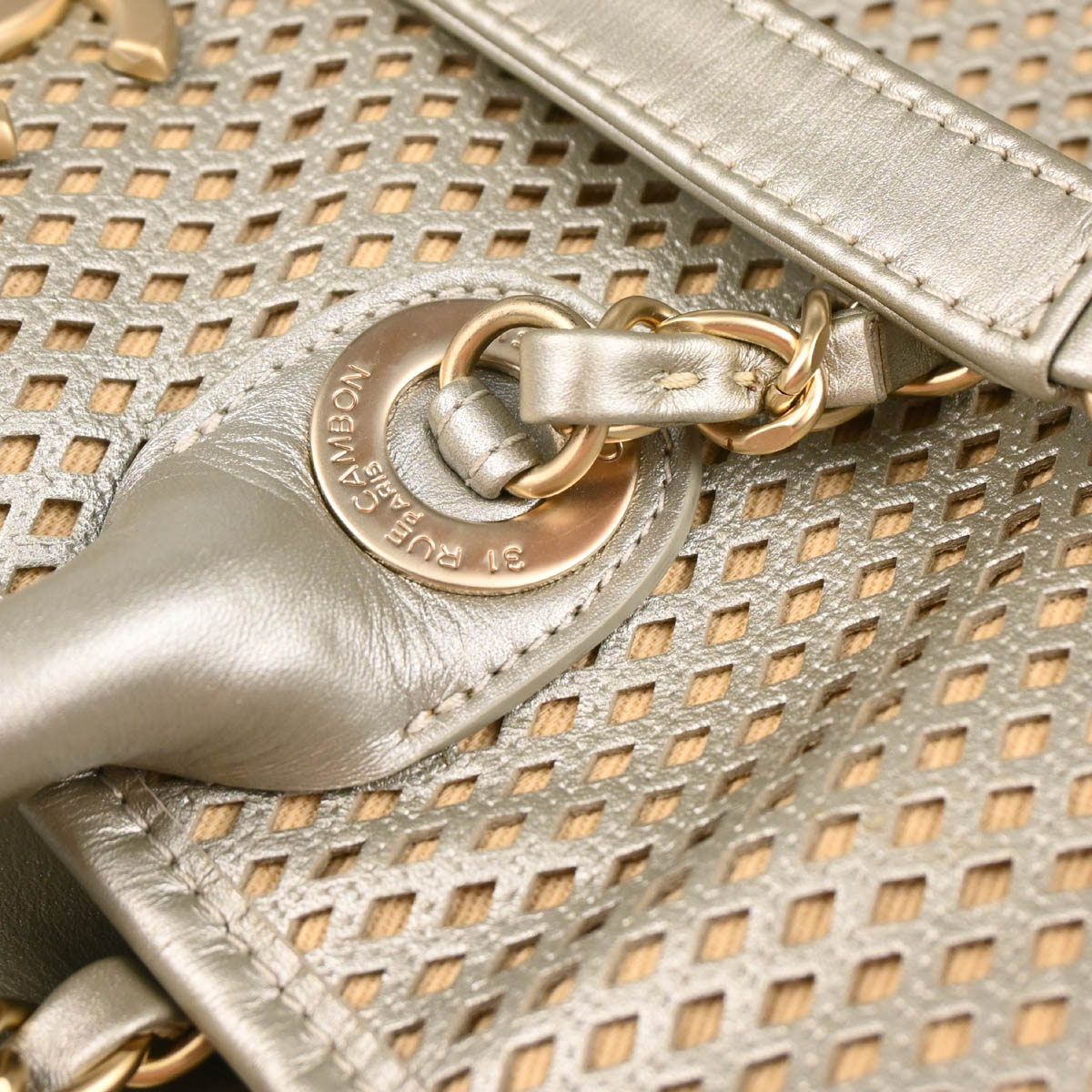 Chanel Silver Perforated Calfskin French Riviera 2way Shoulder Handbag