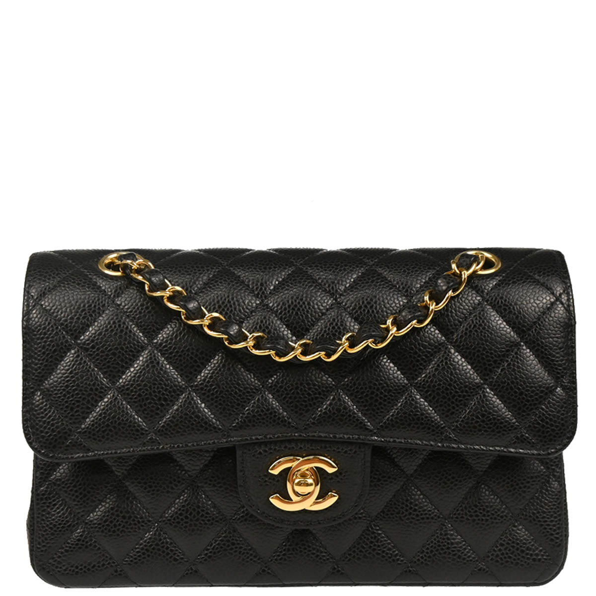 Chanel 2019 Black Caviar Small Classic Double Flap Shoulder Bag