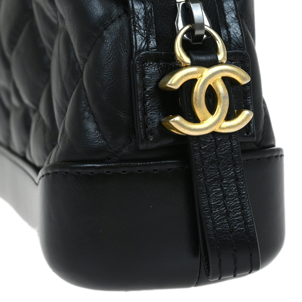 Chanel Black Calfskin Lambskin Gabrielle Cosmetic Pouch