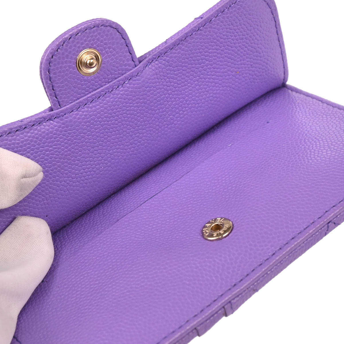Chanel 2019 Purple Caviar Cardholder Small Good