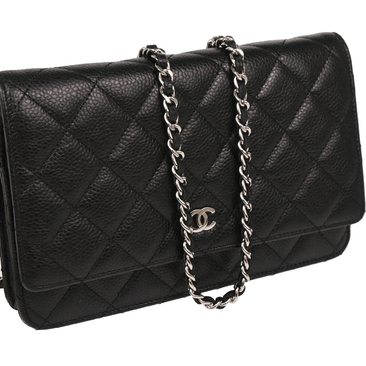 Chanel Black Caviar Classic WOC Wallet on Chain Shoulder Bag