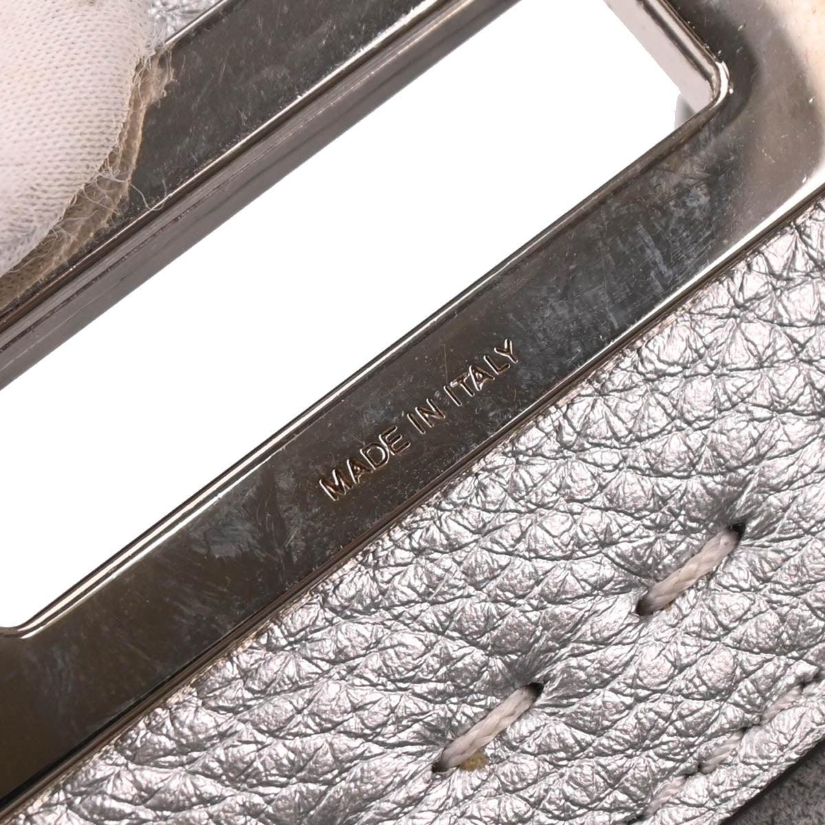 Fendi Silver Leather Peekaboo 2way Shoulder Handbag