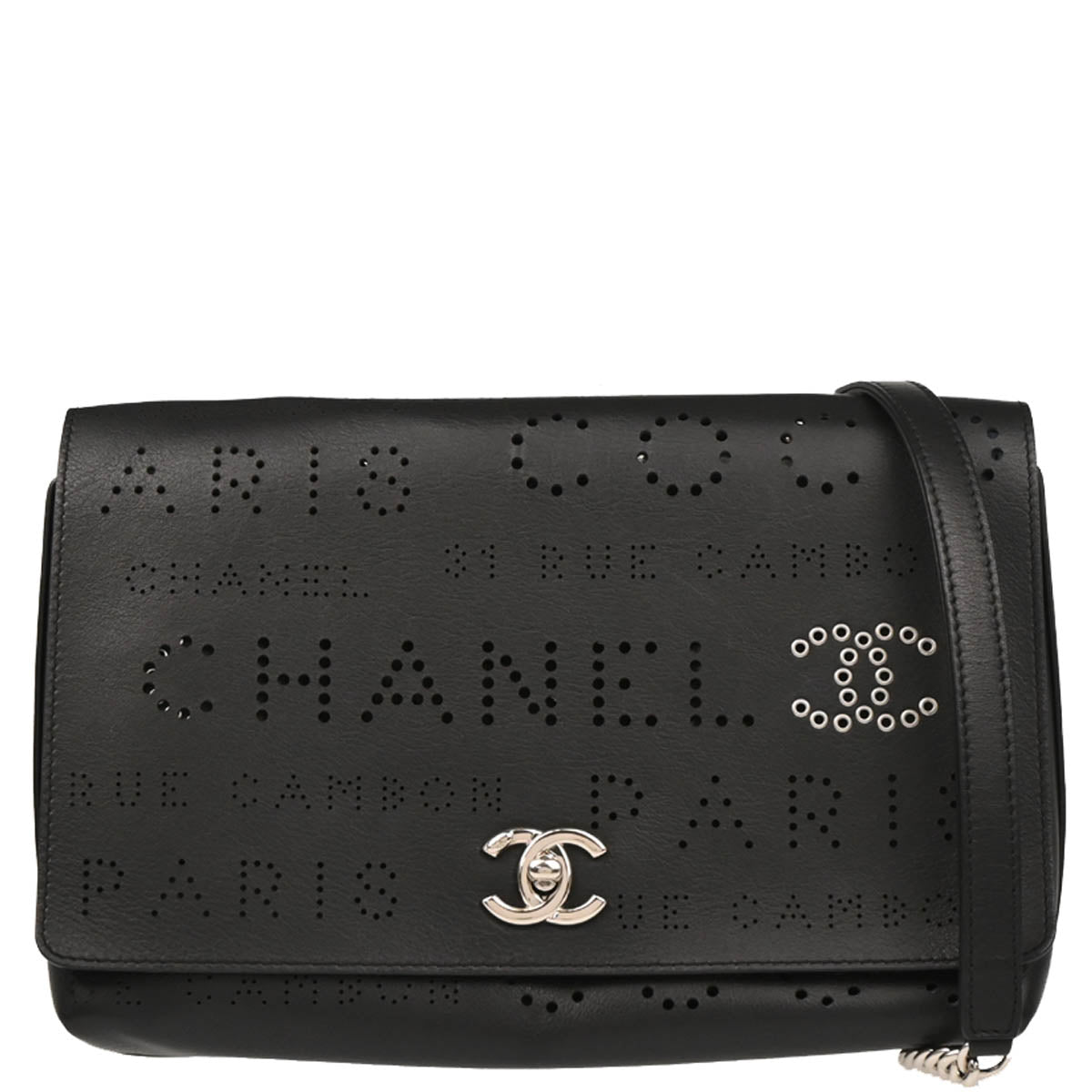 Chanel 2019 Black Perforated Calfskin Shoulder Bag