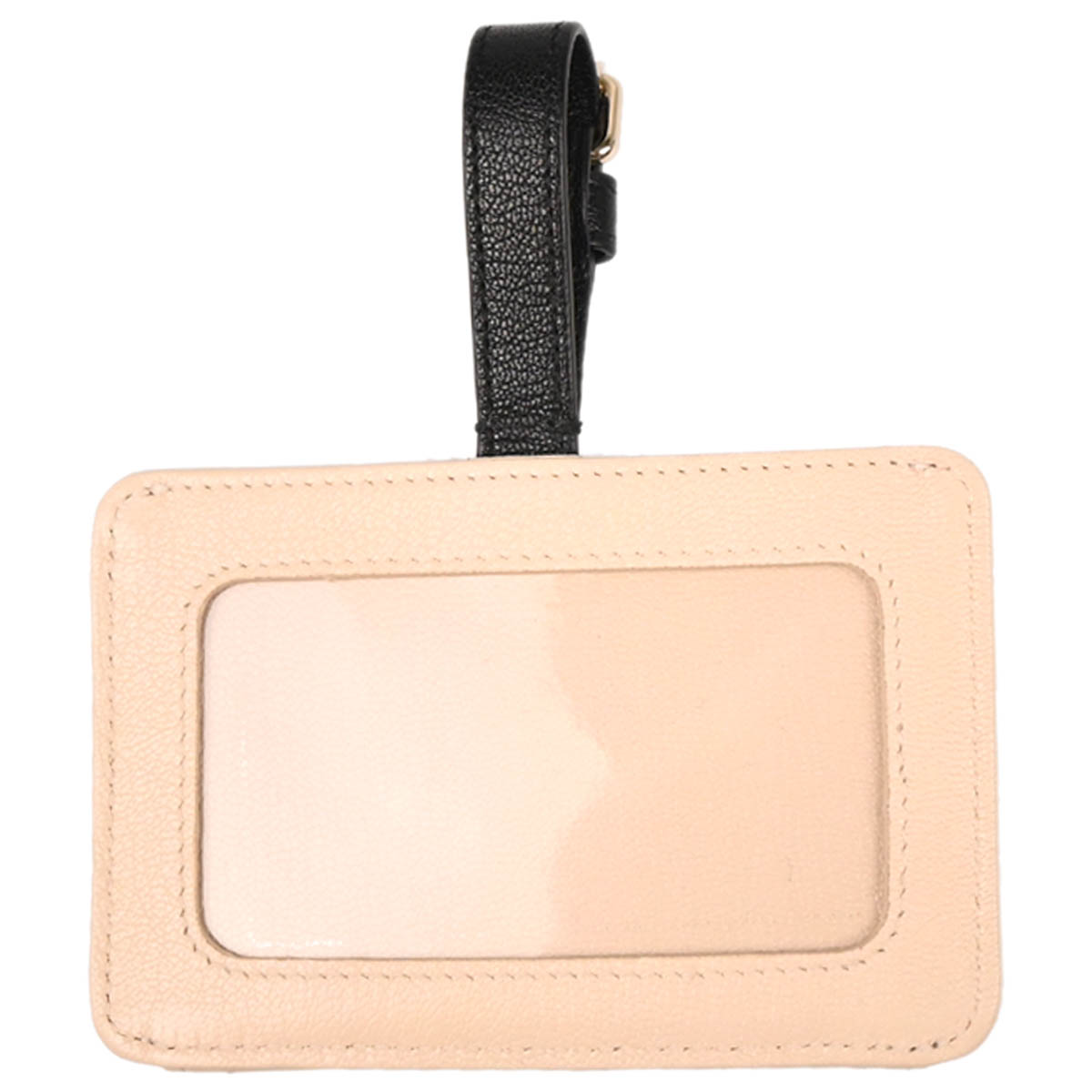Chanel 2019 Beige Black Calfskin Luggage Tag Cardholder Small Good