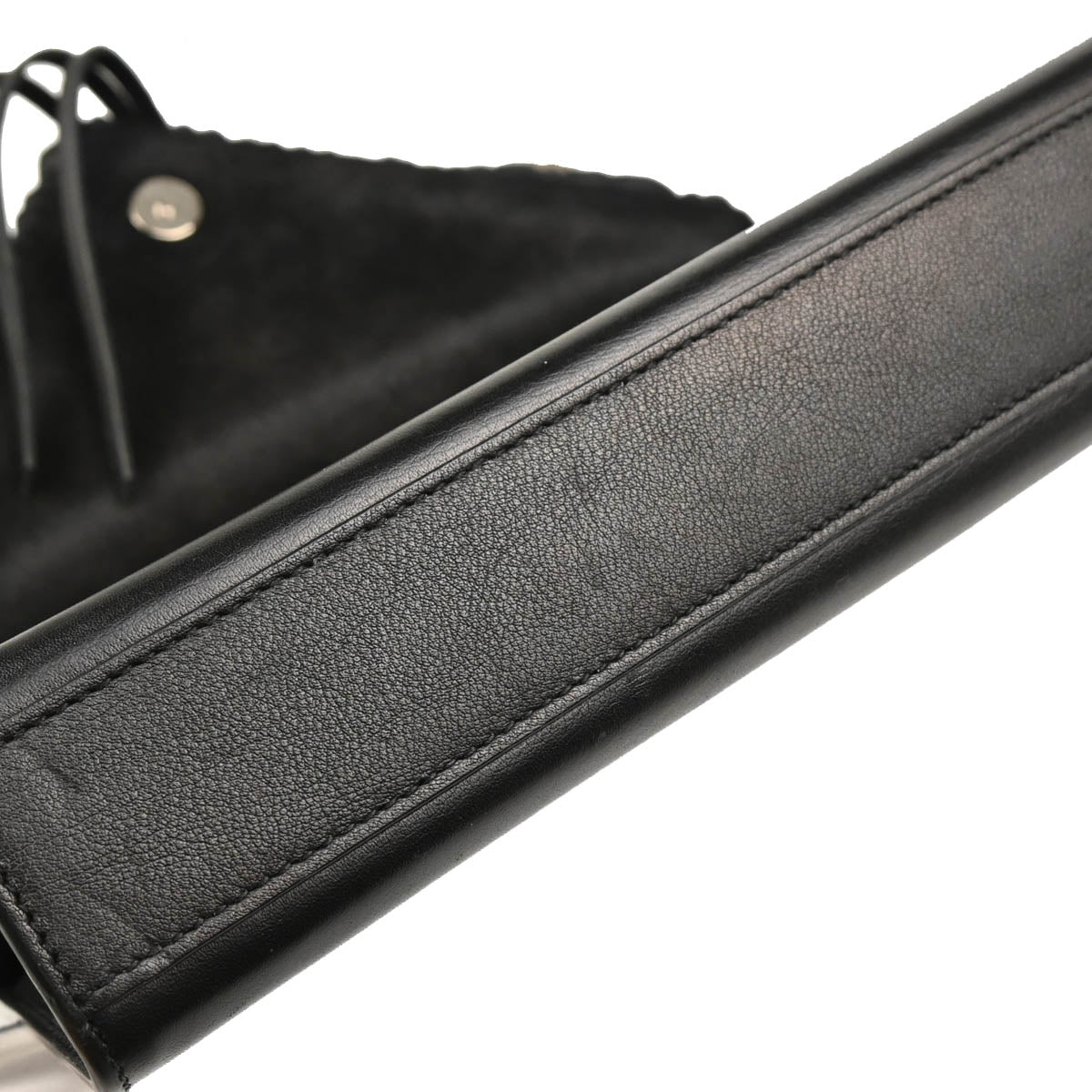 Saint Laurent Black Leather Fringe Chain Shoulder Bag