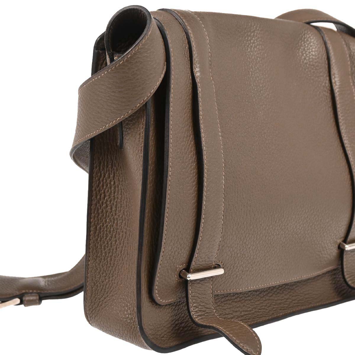 Hermes 2014 Etoupe Taurillon Clemence Steve Caporal 27 Shoulder Bag