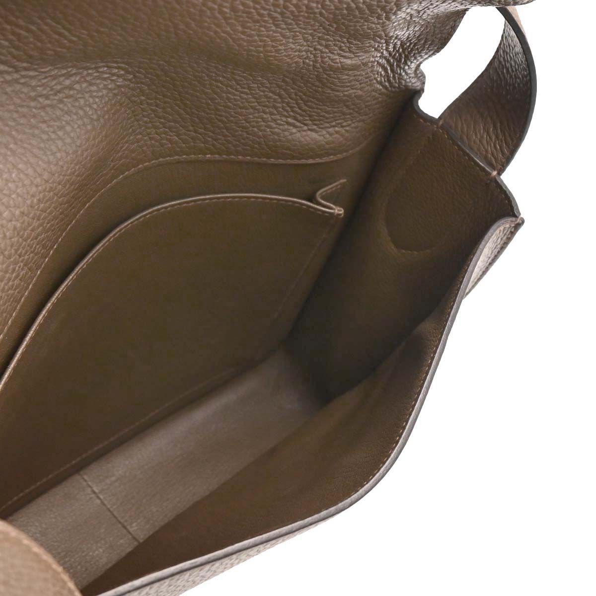 Hermes 2014 Etoupe Taurillon Clemence Steve Caporal 27 Shoulder Bag