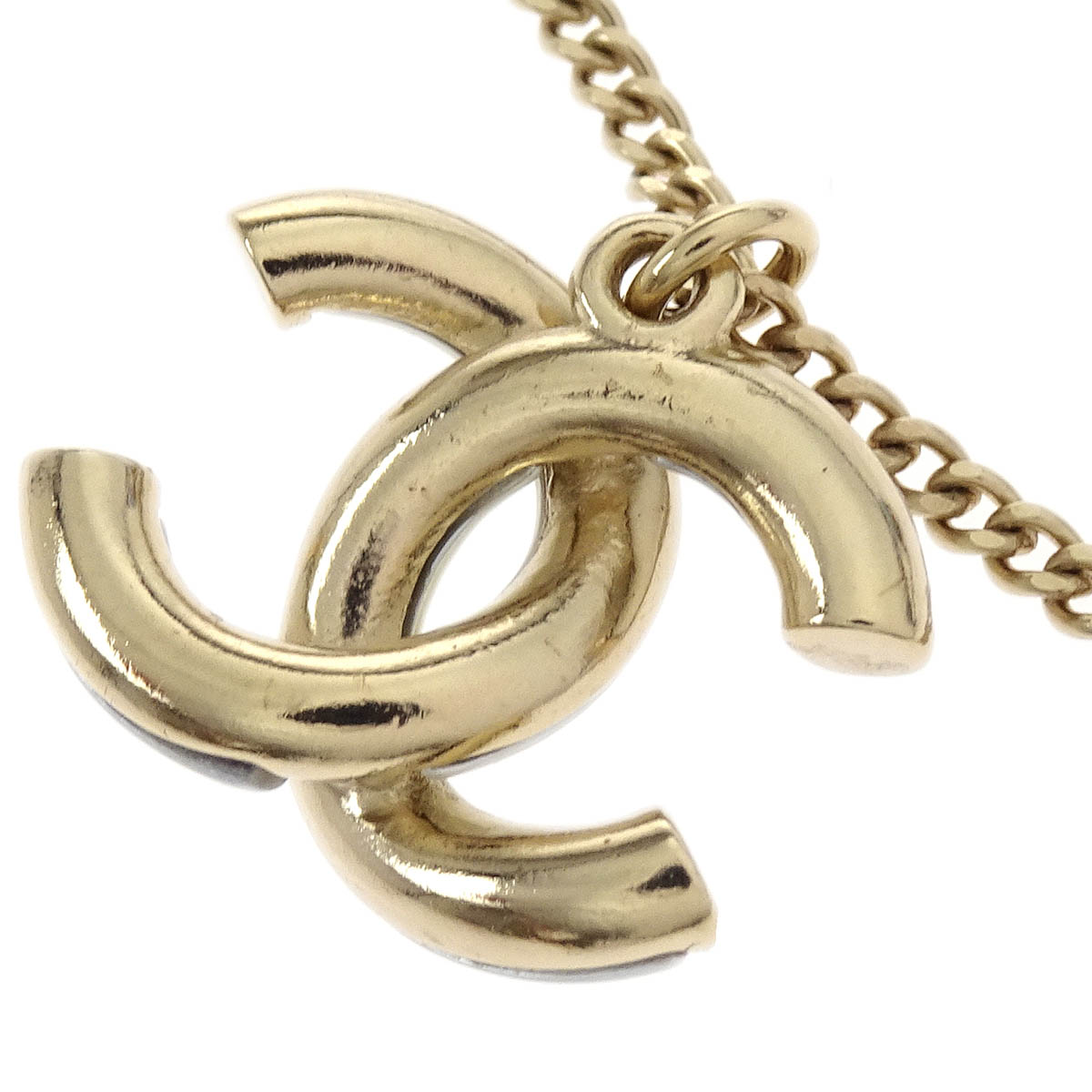 Chanel Gold Silver CC Chain Pendant Necklace A17P