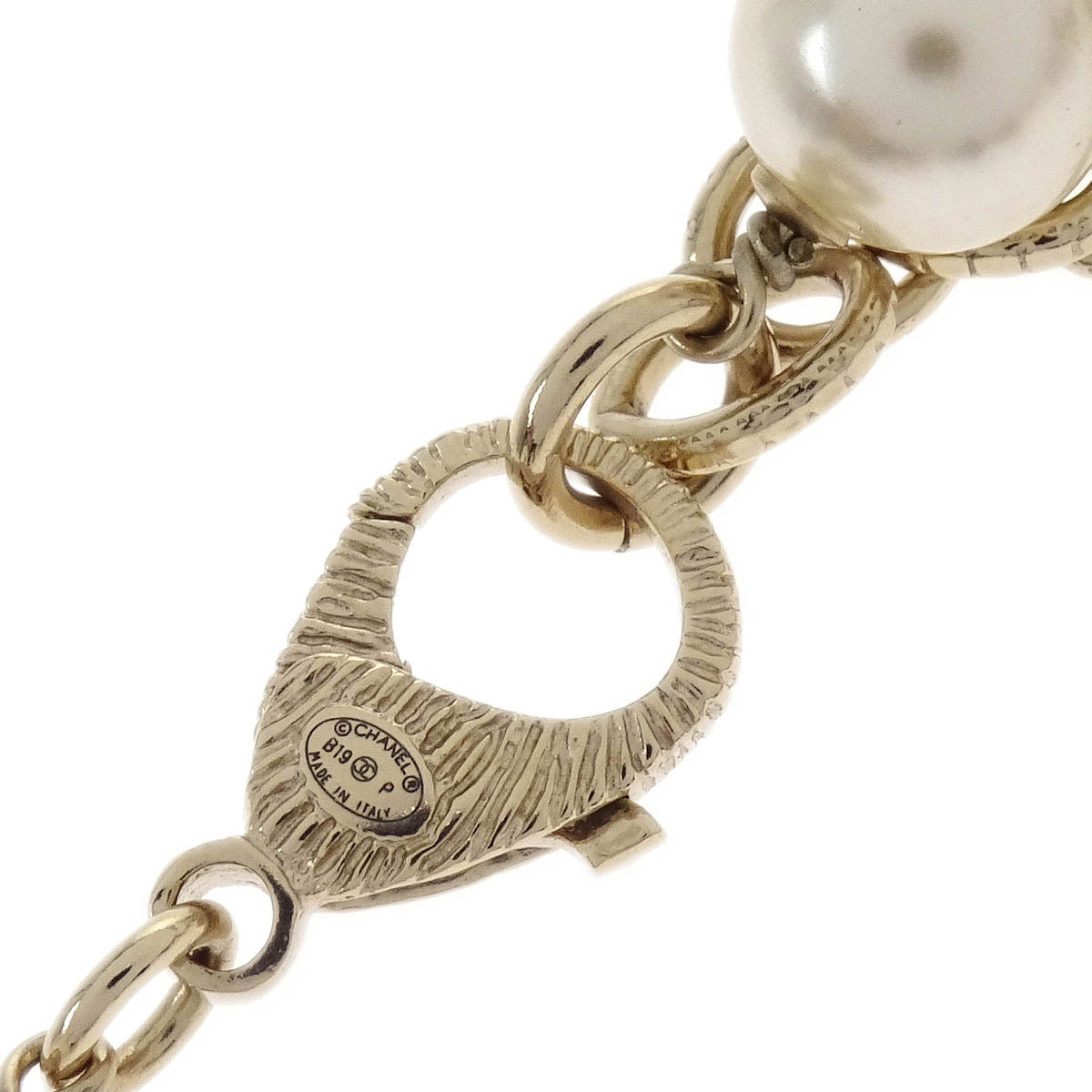 Chanel Gold Chain Costume Pearl Rhinestone Necklace B19P