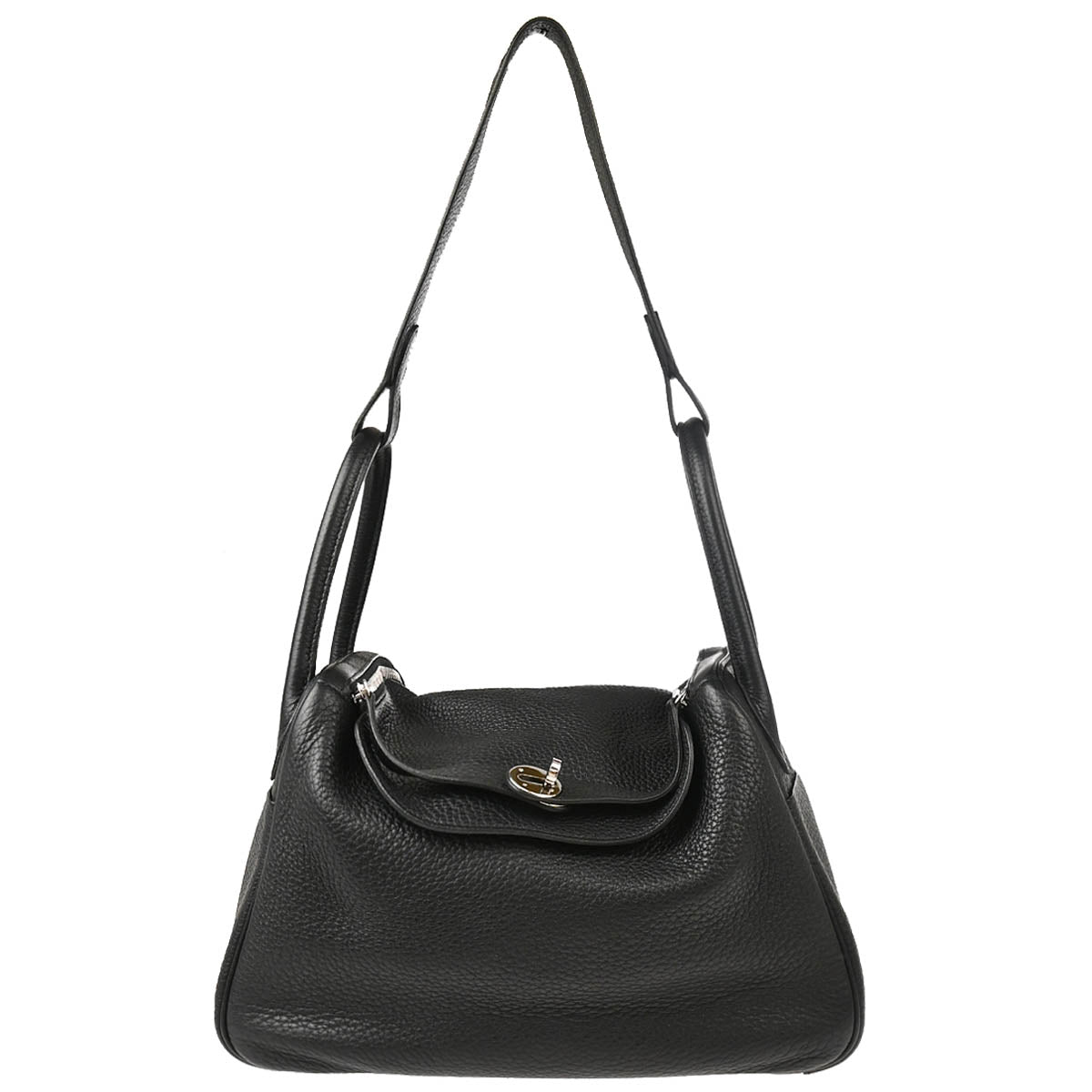 Hermes 2015 Black Taurillon Clemence Lindy 30 Shoulder Bag