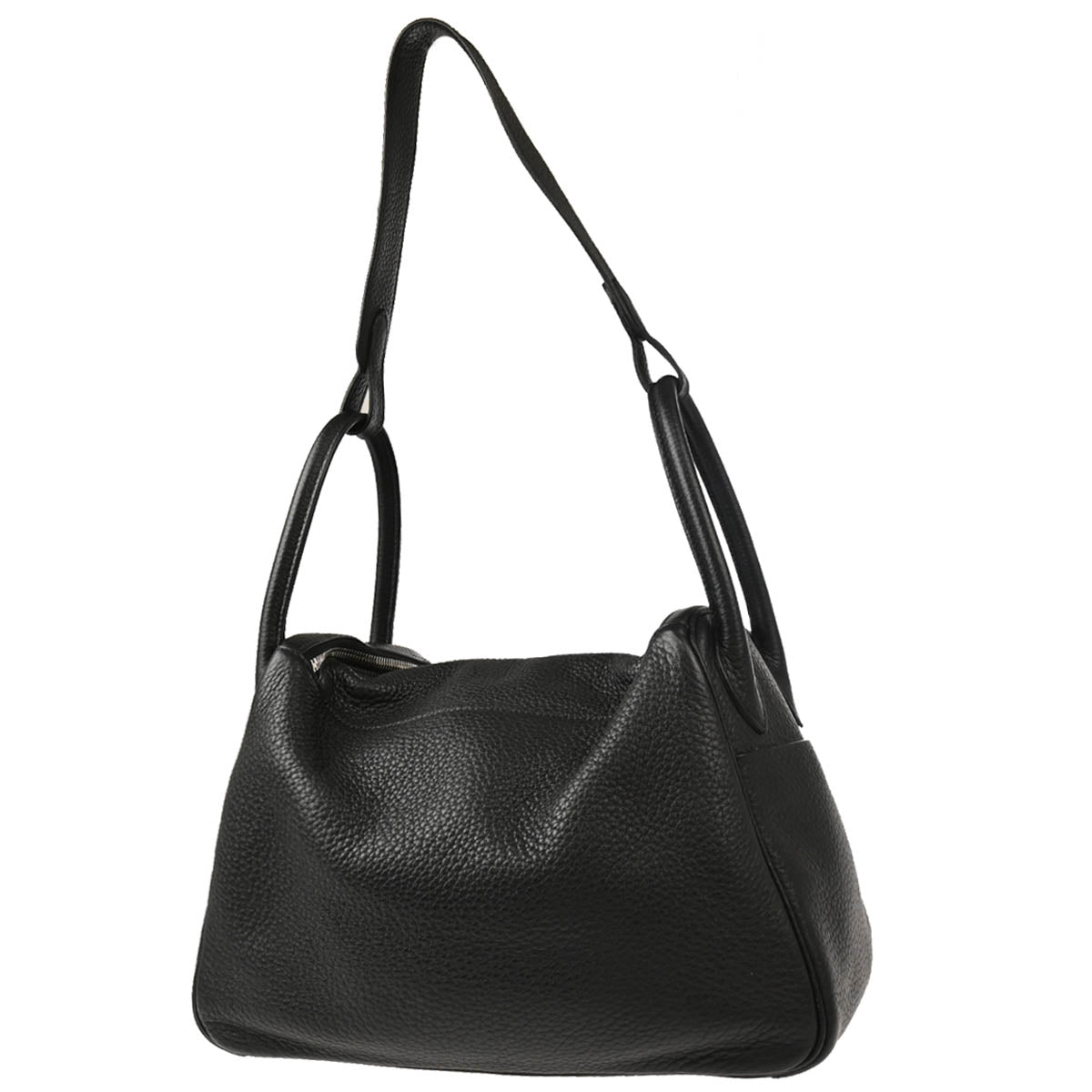 Hermes 2015 Black Taurillon Clemence Lindy 30 Shoulder Bag