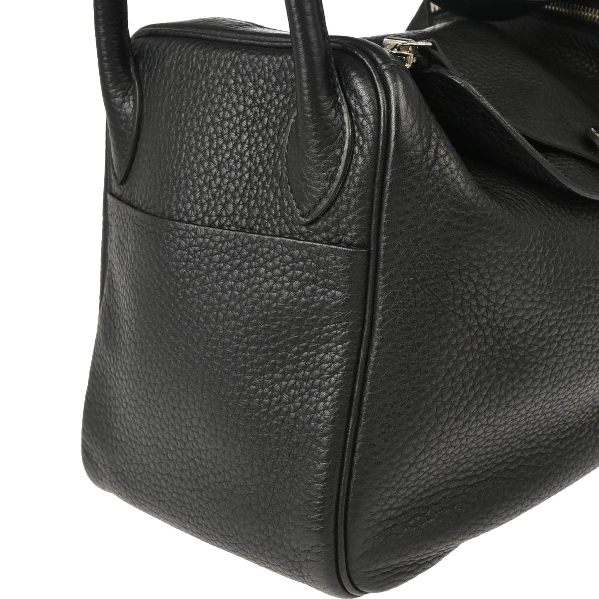 Hermes 2015 Black Taurillon Clemence Lindy 30 Shoulder Bag