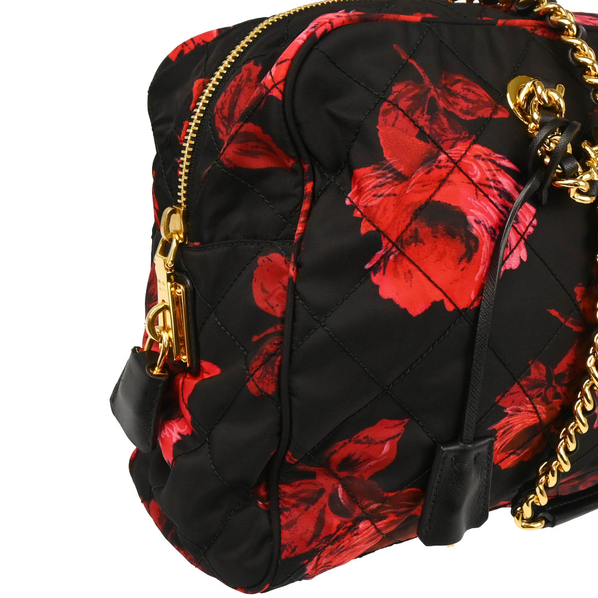 Prada Black Red Nylon Shoulder Bag