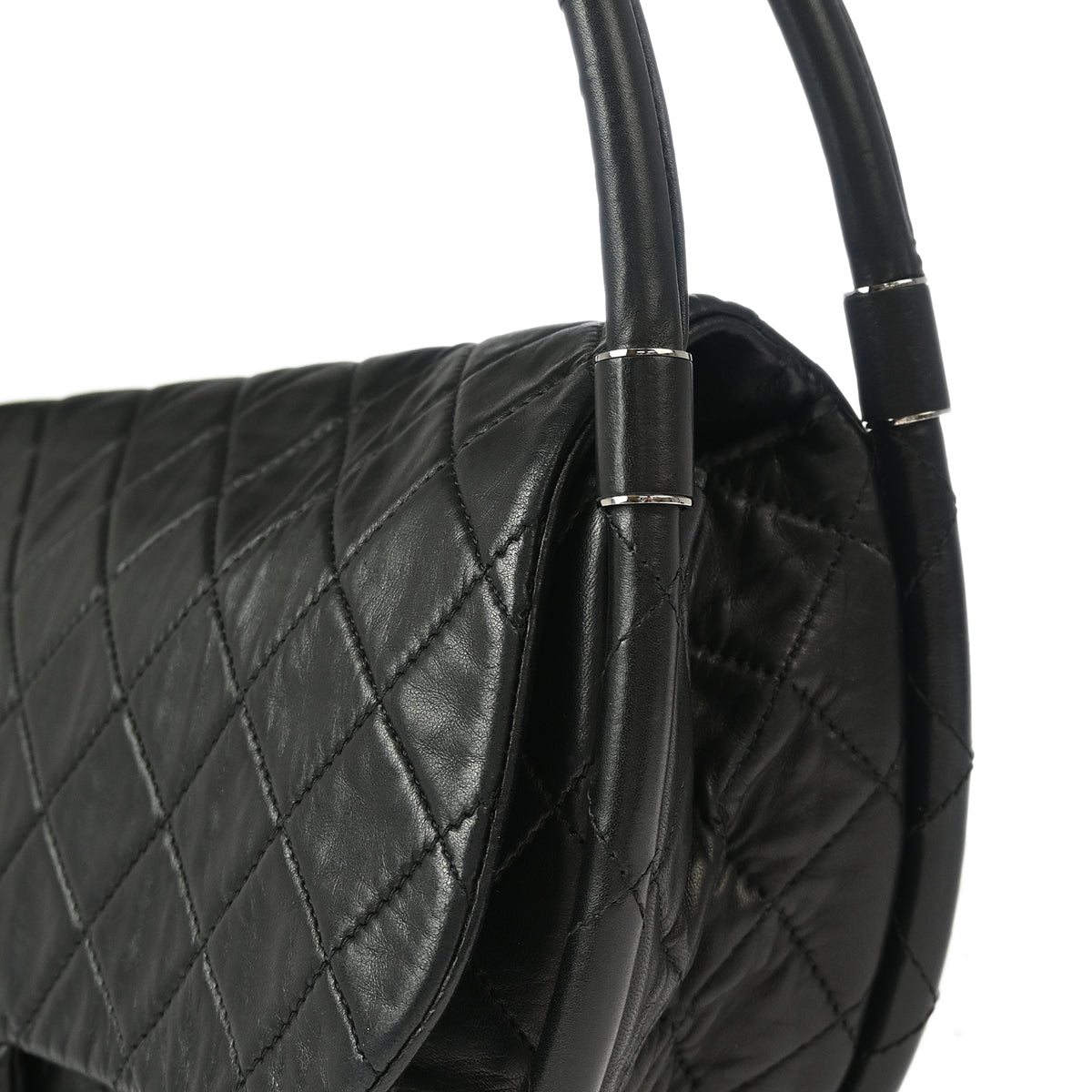 Chanel Black Lambskin Hula Hoop Large Handbag