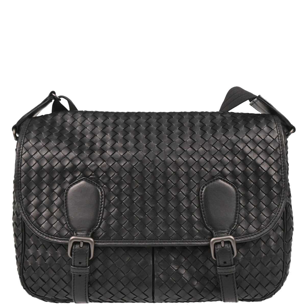 Bottega Veneta Black Intrecciato Messenger Bag