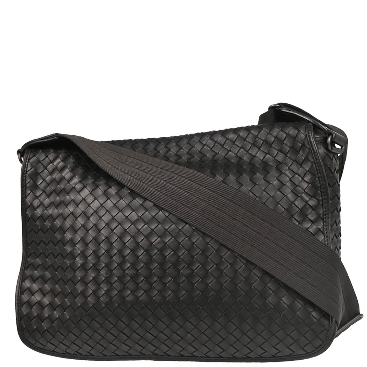 Bottega Veneta Black Intrecciato Messenger Bag