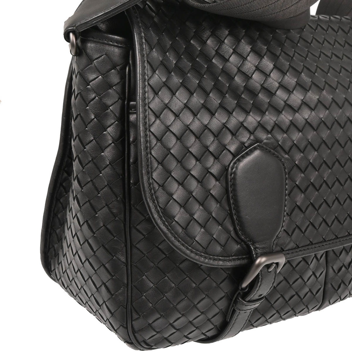 Bottega Veneta Black Intrecciato Messenger Bag
