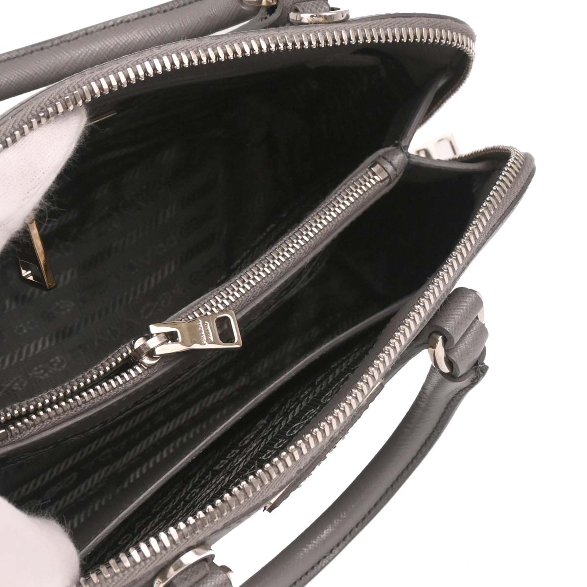 Prada Gray Leather Promenade 2way Shoulder Handbag