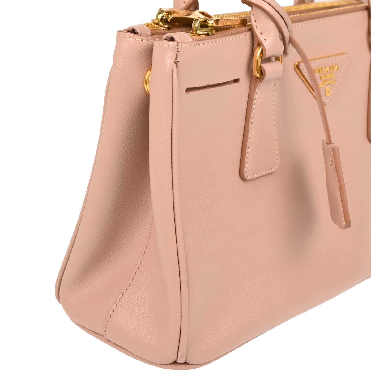 Prada Pink Leather Galleria 2way Shoulder Tote Handbag