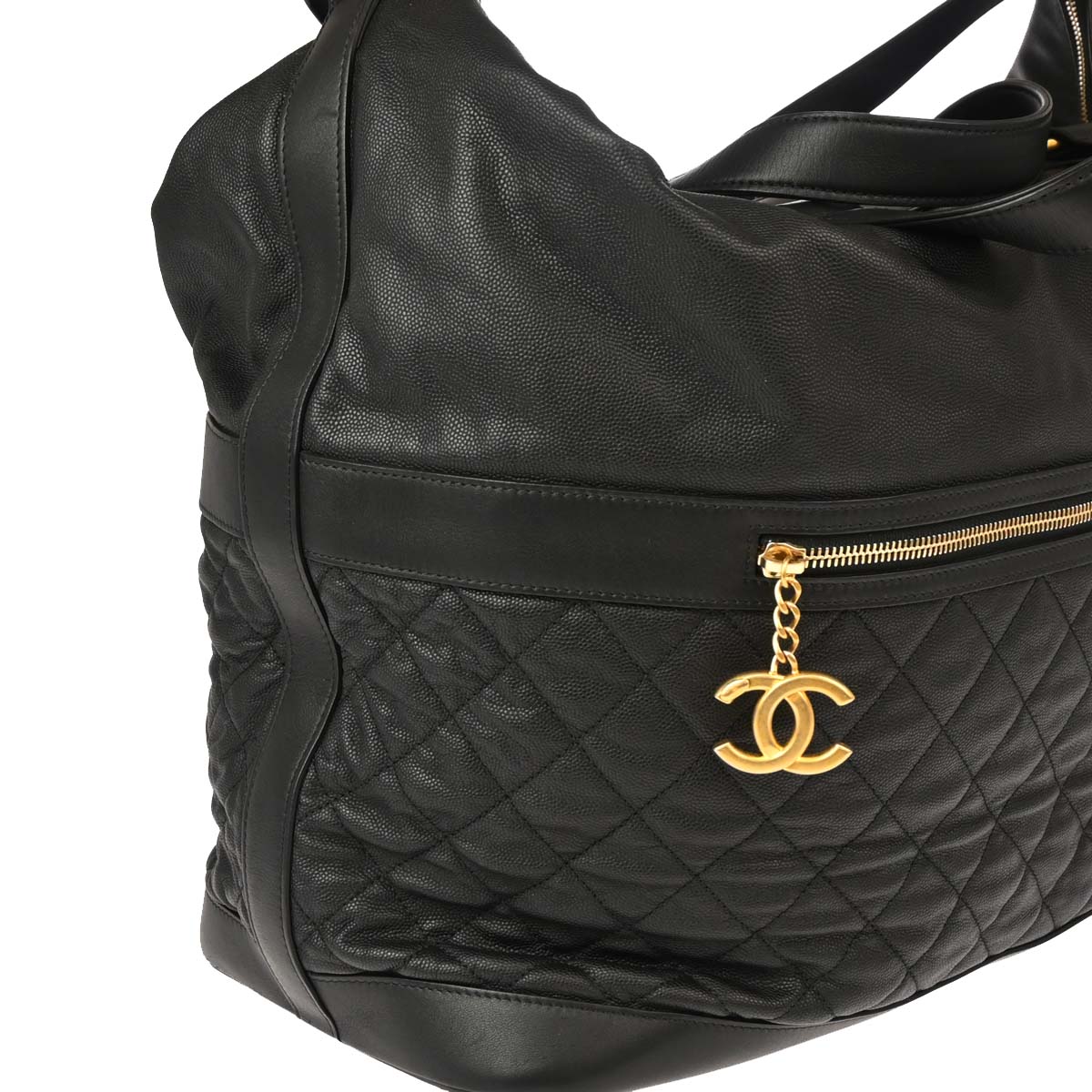 Chanel 2018-2019 Black Caviar 2way Shoulder Handbag