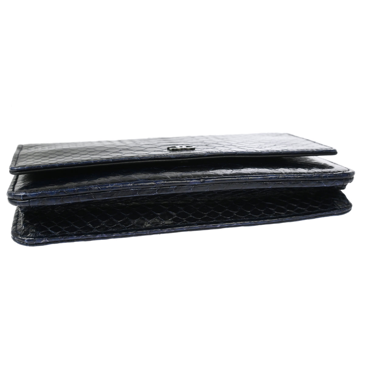 Chanel * 2013-2014 Navy Python Classic WOC Wallet on Chain Shoulder Bag