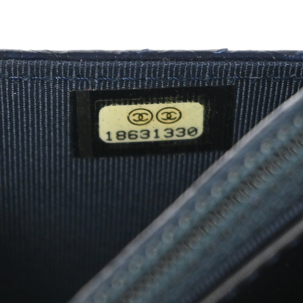 Chanel * 2013-2014 Navy Python Classic WOC Wallet on Chain Shoulder Bag