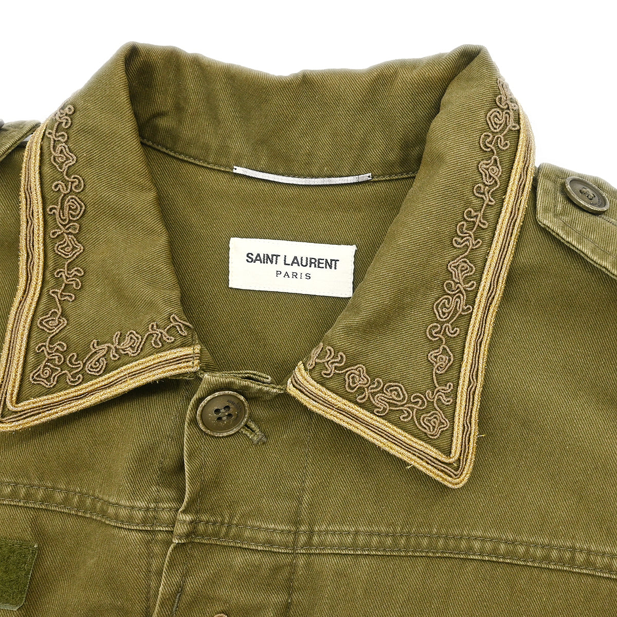 Saint Laurent 2018 Single Breasted Denim Jacket Khaki #46