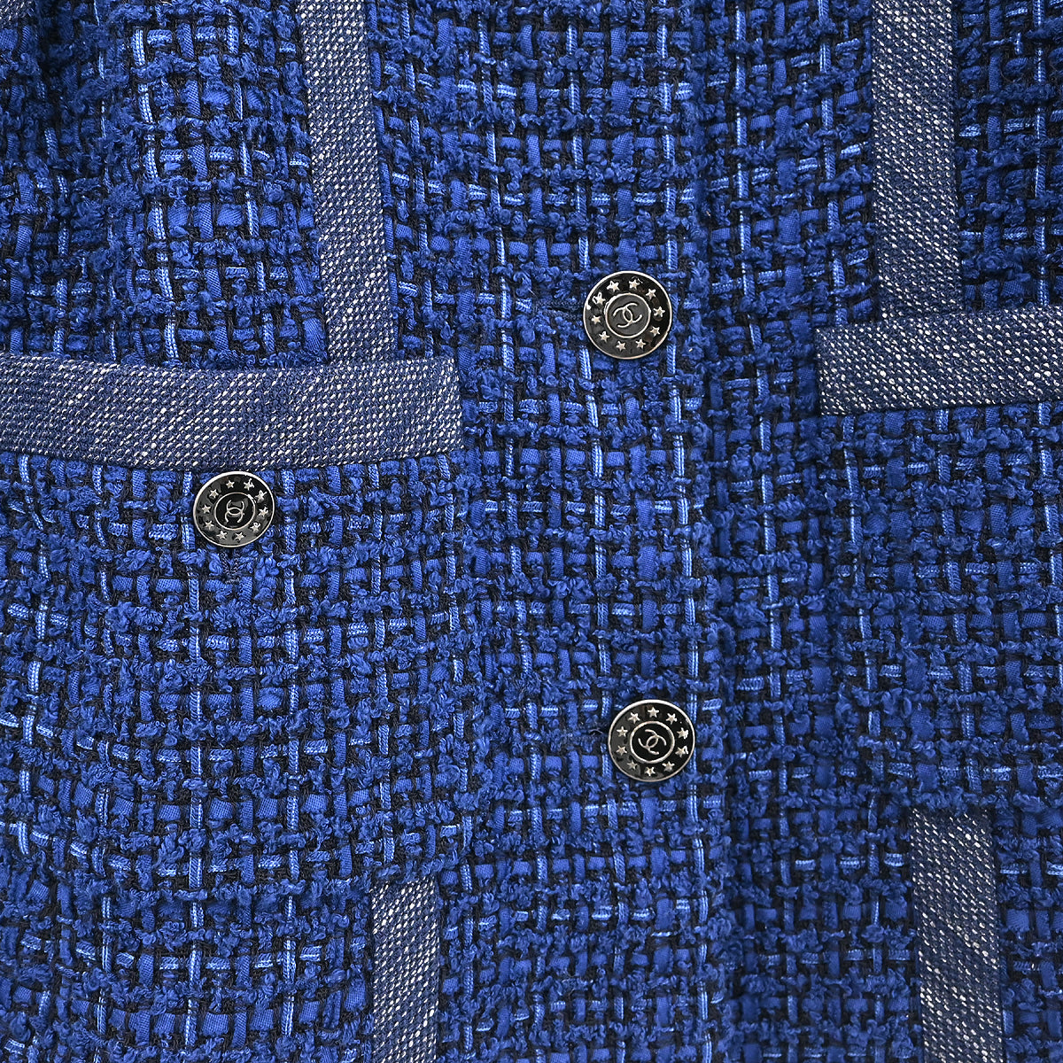 Chanel 2013 Single Breasted Collarless Jacket Navy #42
