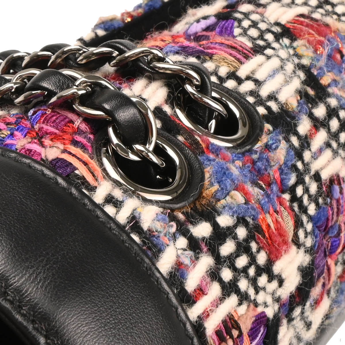 Chanel 2017 Black Lambskin Tweed Corset Flap Shoulder Bag