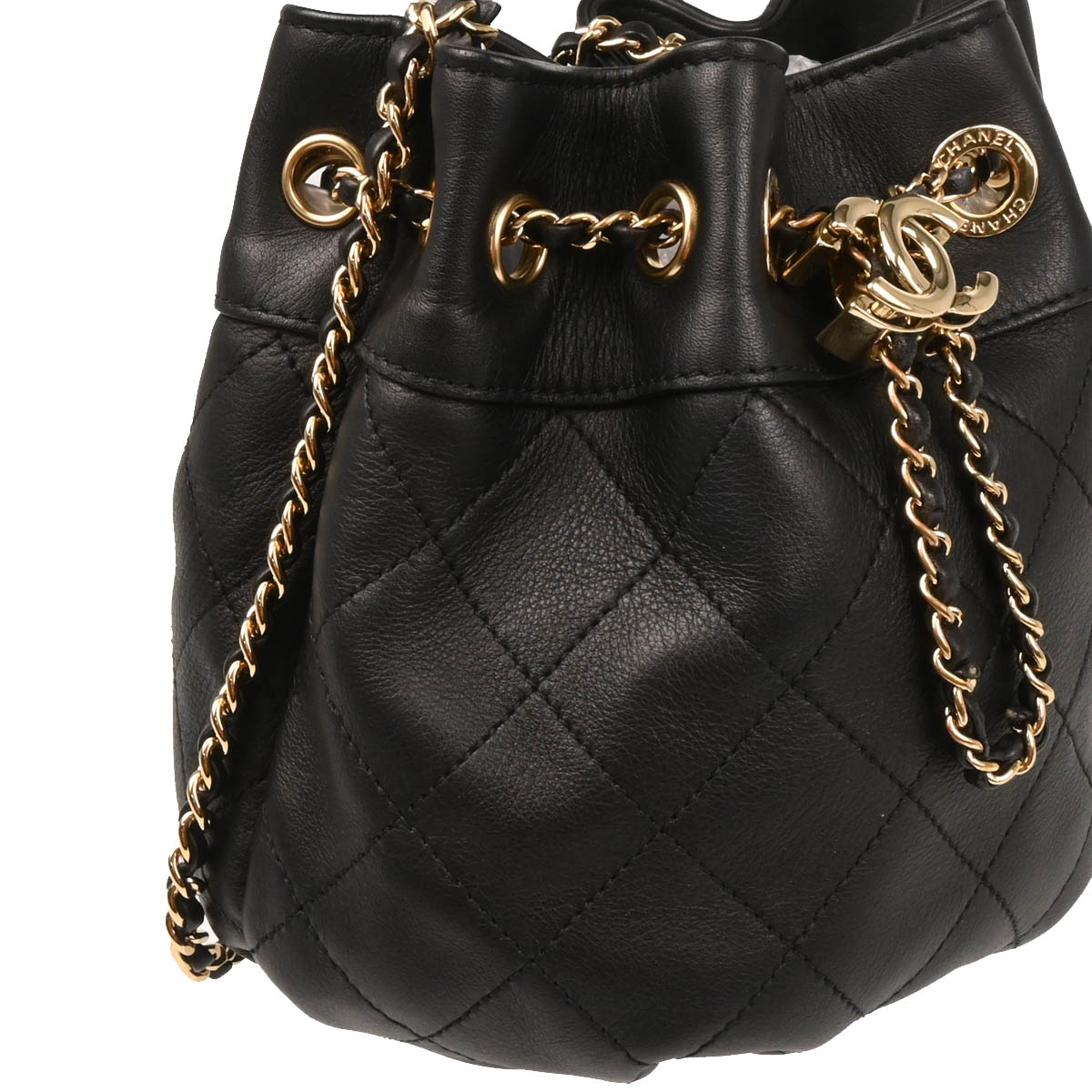 Chanel 2019 Black Calfskin Bucket Shoulder Bag