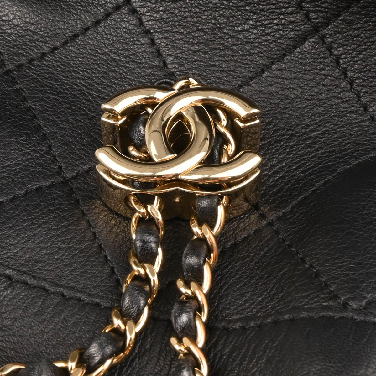 Chanel 2019 Black Calfskin Bucket Shoulder Bag