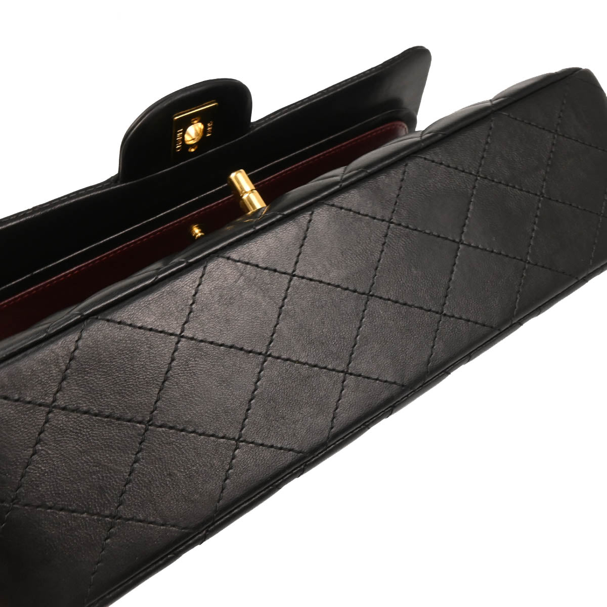 Chanel 2014-2015 Black Lambskin Medium Classic Double Flap Shoulder Bag