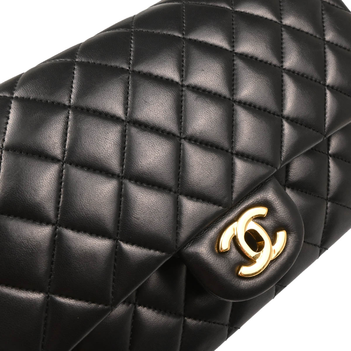 Chanel 2014-2015 Black Lambskin Medium Classic Double Flap Shoulder Bag