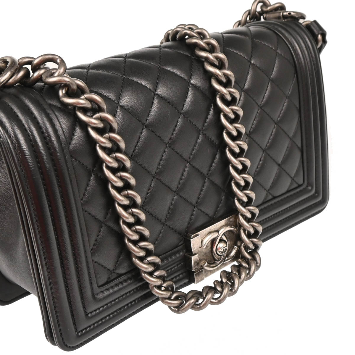 Boy Chanel 2014 Black Lambskin Medium Shoulder Bag