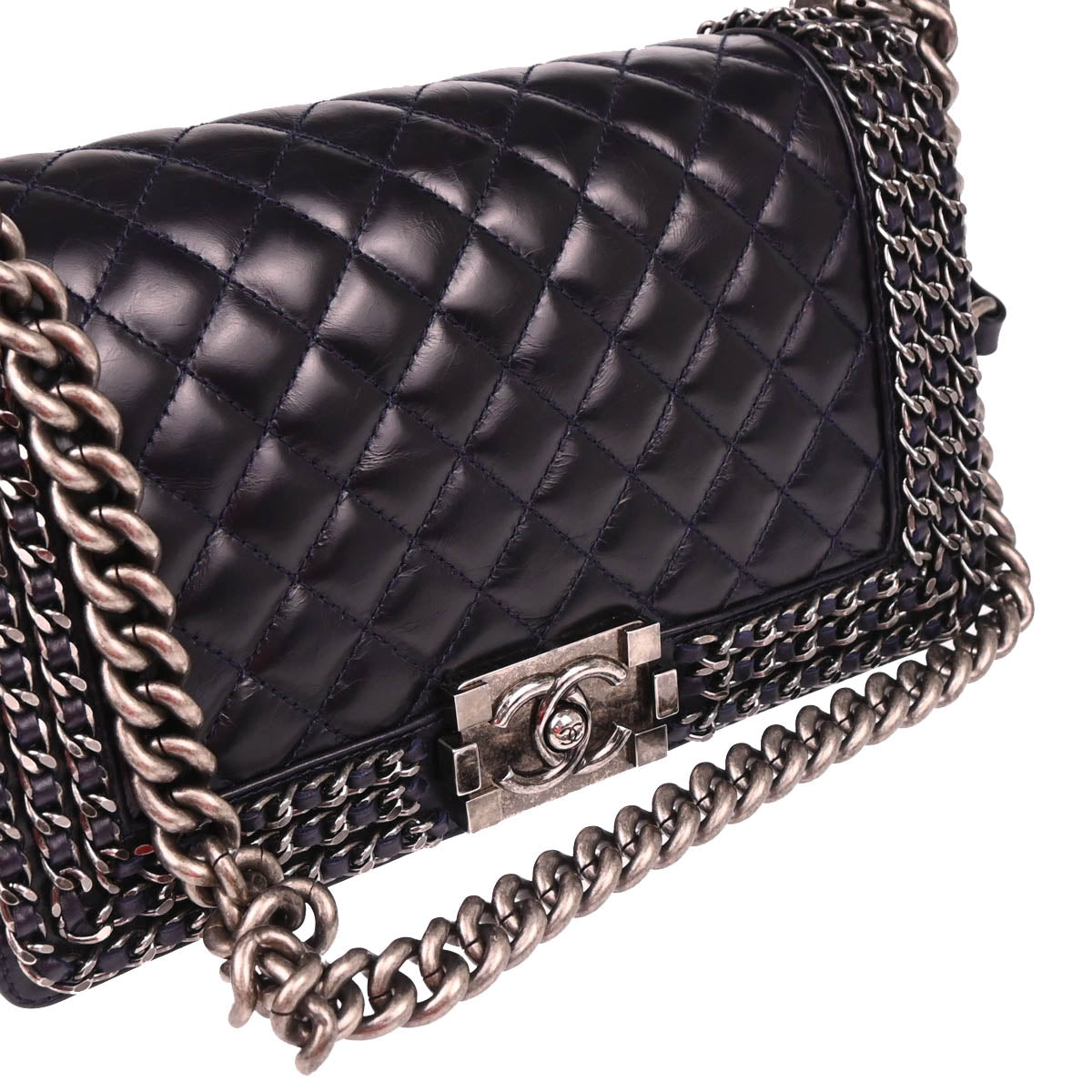 Boy Chanel 2017 Dark Navy Calfskin Medium Shoulder Bag