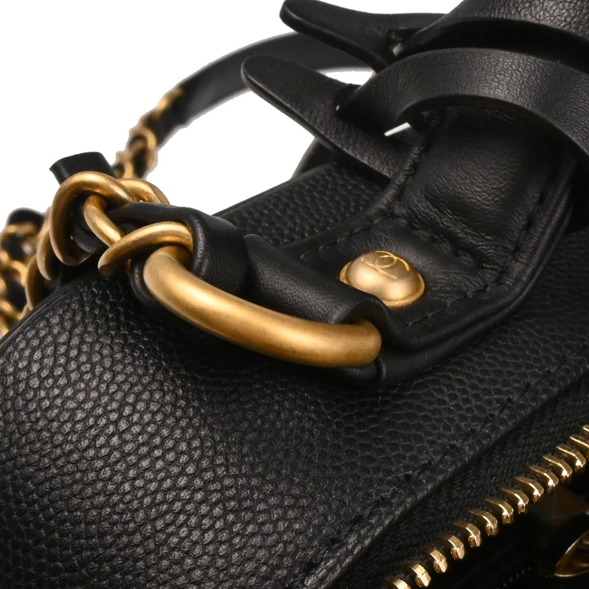 Chanel 2018 Black Caviar Filigree Vanity 2way Handbag