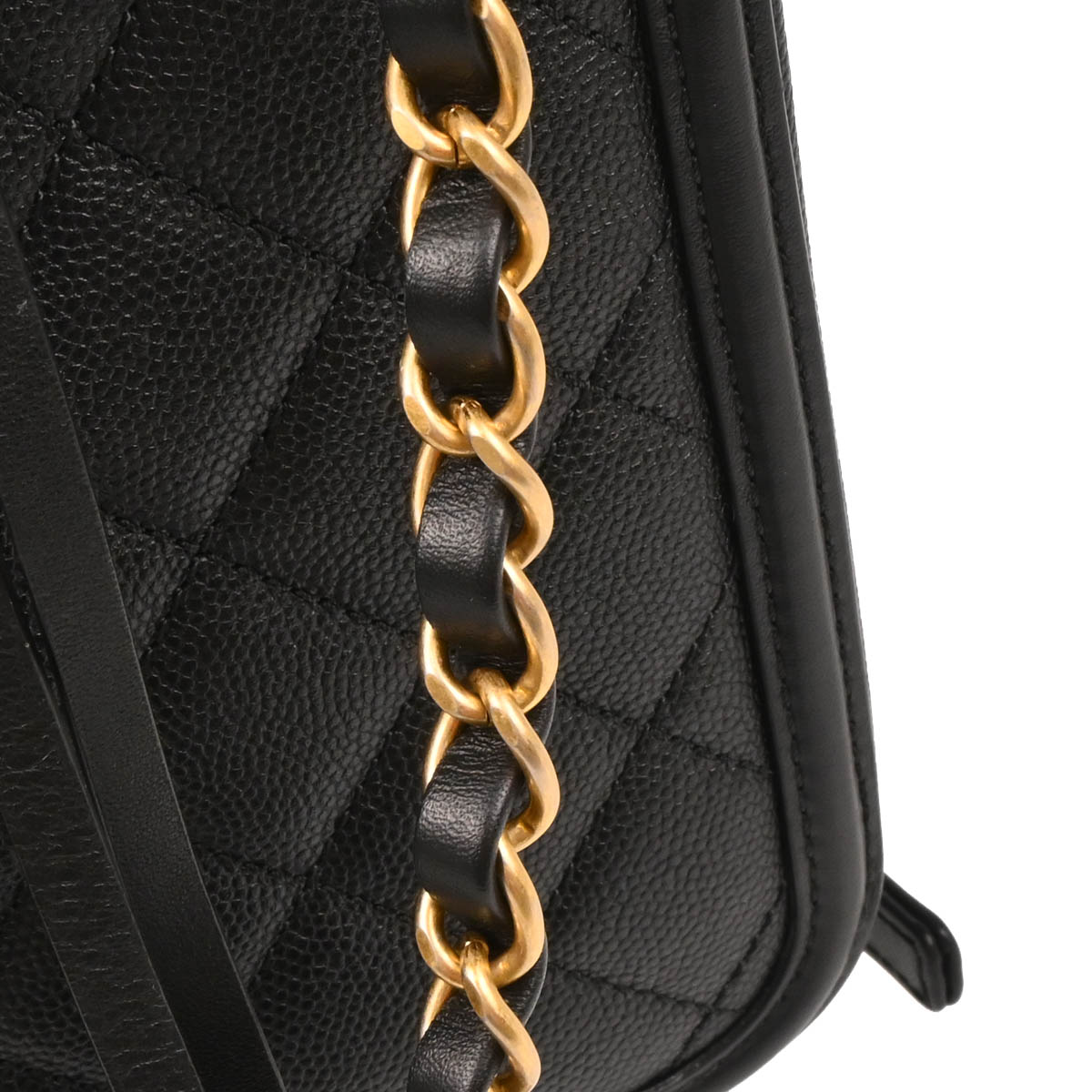 Chanel 2018 Black Caviar Filigree Vanity 2way Handbag