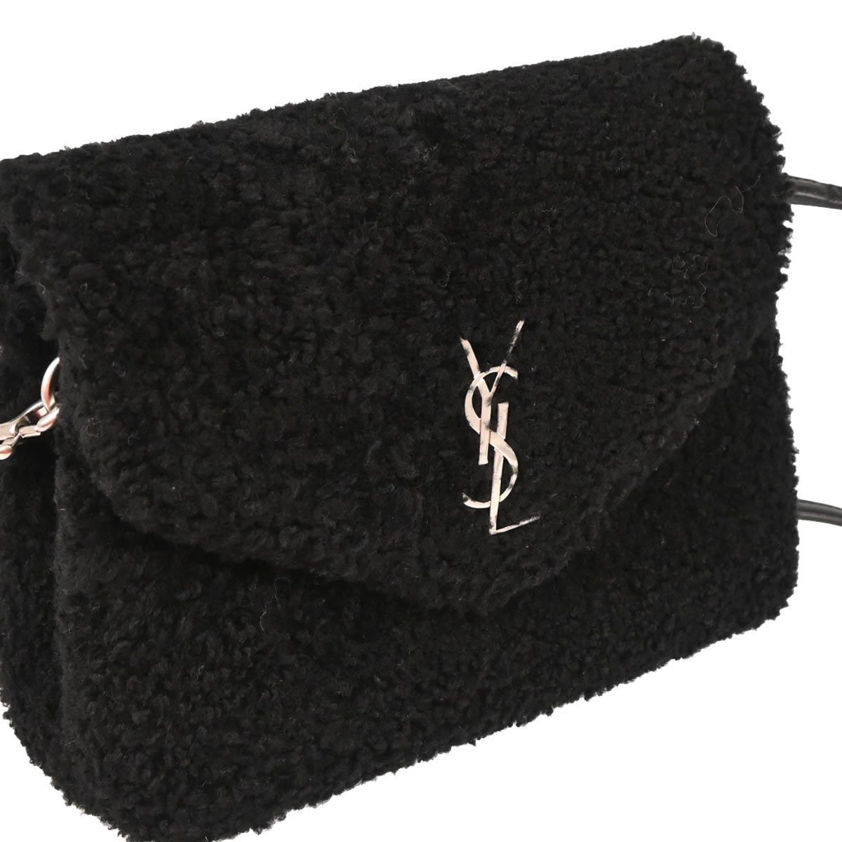 Saint Laurent Black Loulou Shearling Toy Bag Shoulder Bag