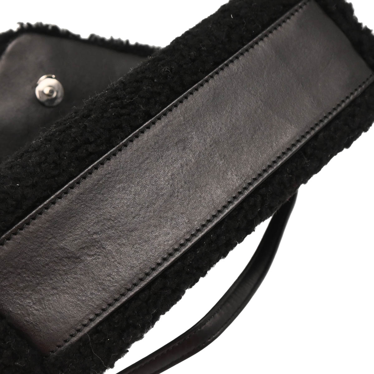 Saint Laurent Black Loulou Shearling Toy Bag Shoulder Bag