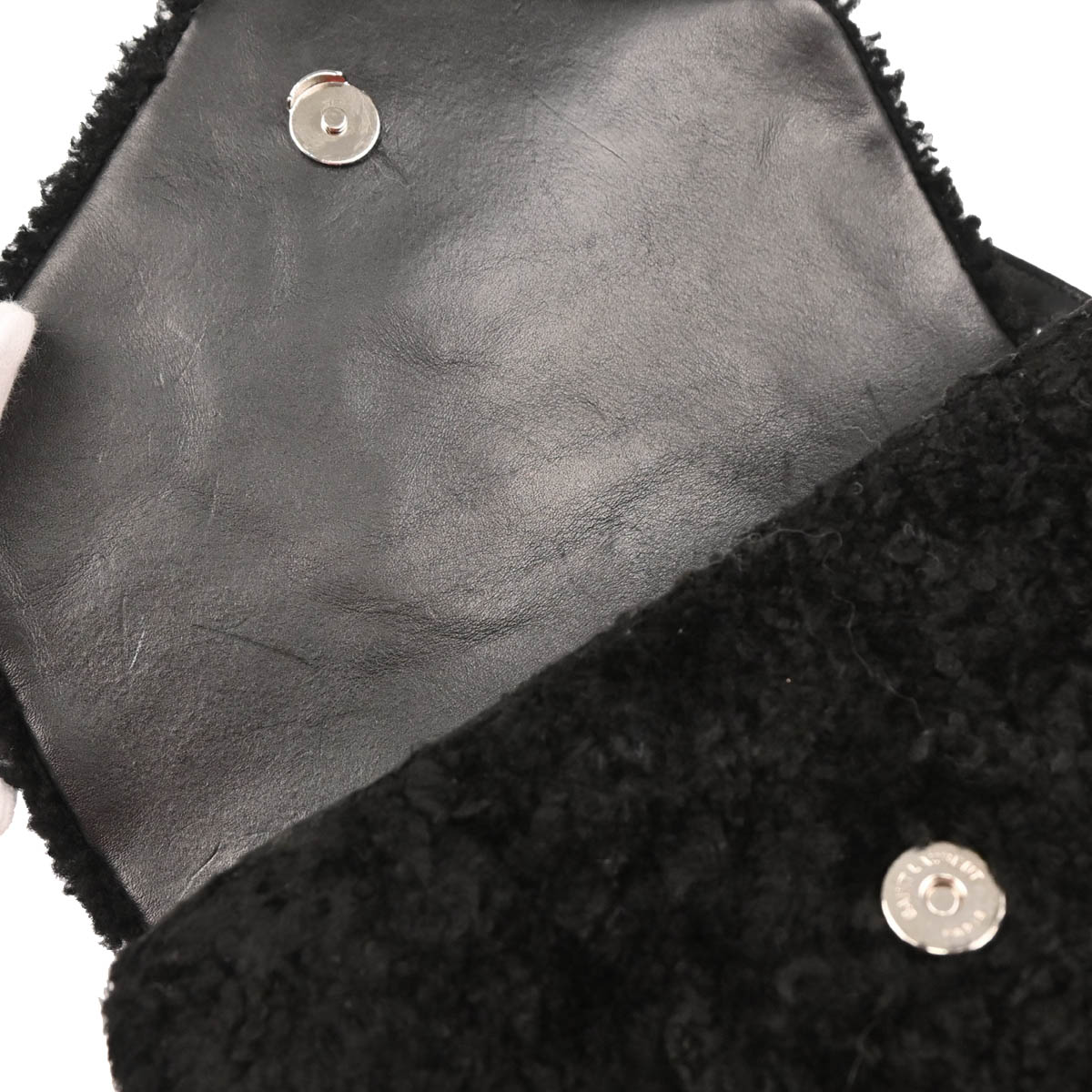 Saint Laurent Black Loulou Shearling Toy Bag Shoulder Bag