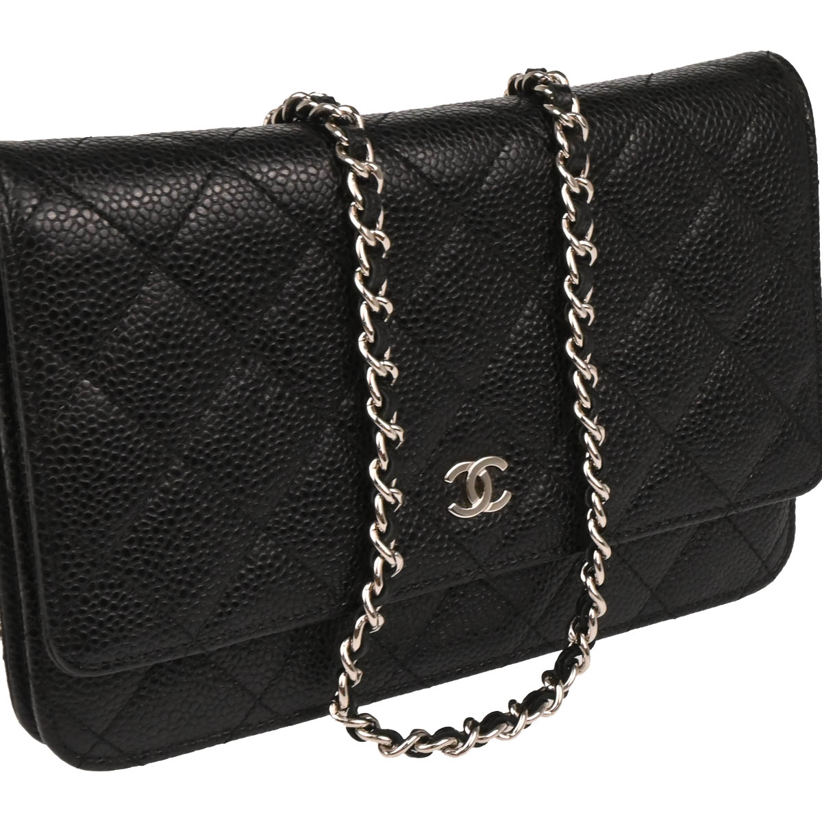 Chanel 2017-2018 Black Caviar Classic WOC Wallet on Chain Shoulder Bag