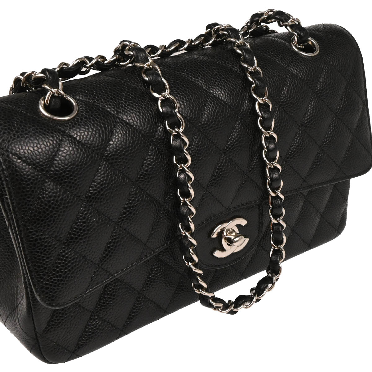 Chanel 2018-2019 Black Caviar Medium Classic Double Flap Shoulder Bag
