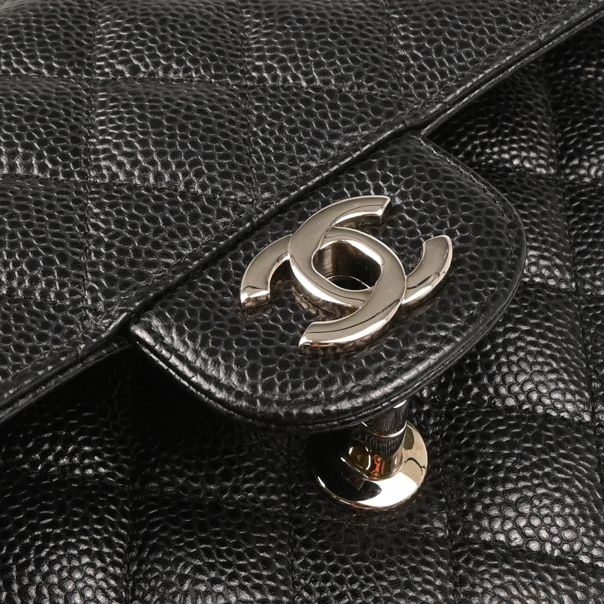 Chanel 2018-2019 Black Caviar Medium Classic Double Flap Shoulder Bag