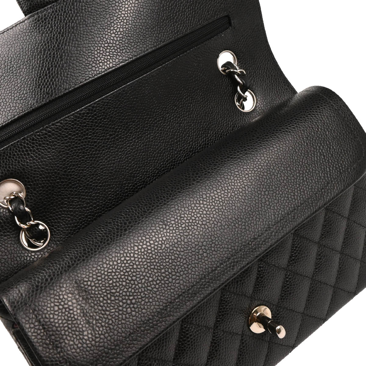 Chanel 2018-2019 Black Caviar Medium Classic Double Flap Shoulder Bag