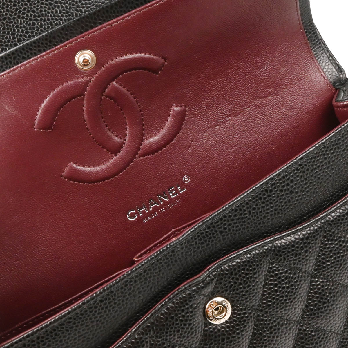 Chanel 2018-2019 Black Caviar Medium Classic Double Flap Shoulder Bag