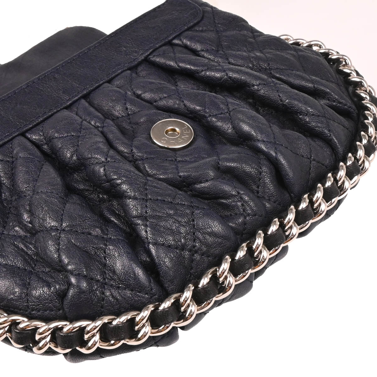 Chanel 2014 Navy Calfskin Chain Around Shoulder Bag
