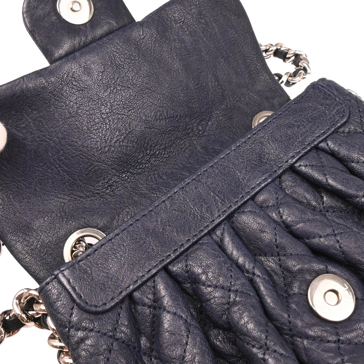 Chanel 2014 Navy Calfskin Chain Around Shoulder Bag