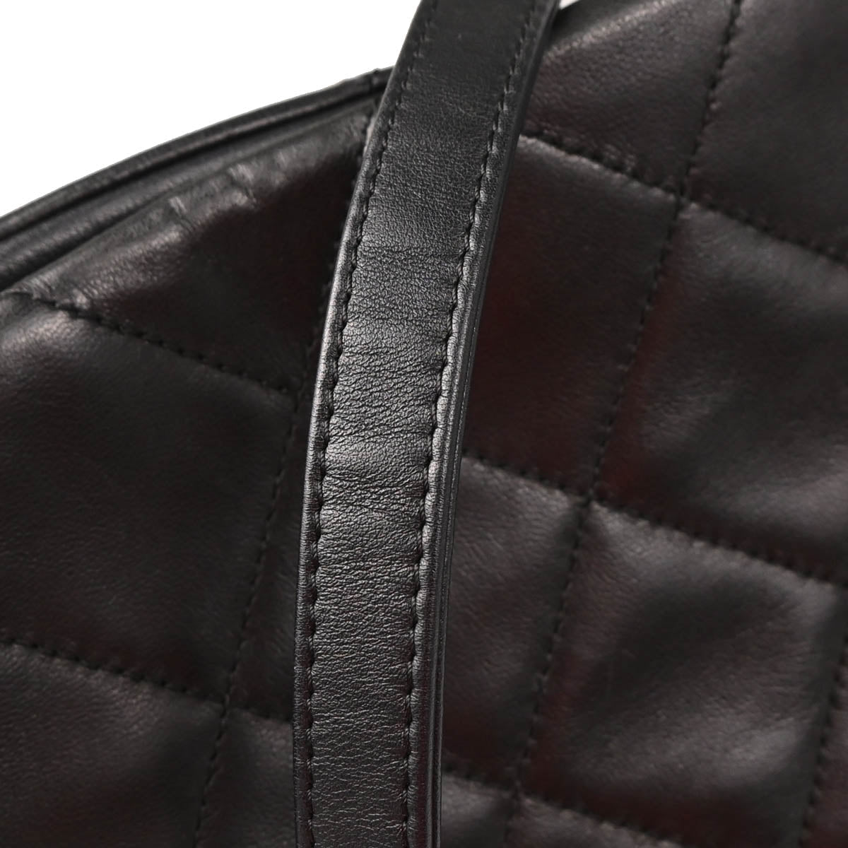 Chanel 2014 Black Lambskin Patent Leather Chain Tote Handbag
